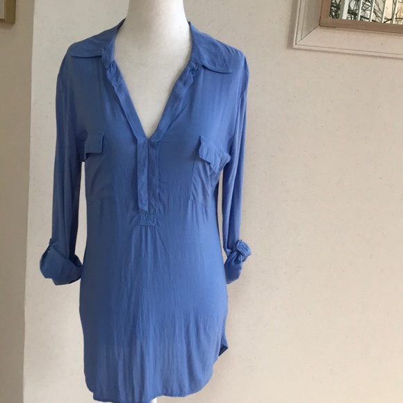 Splendid mixed media long blue shirt - Picture 7 of 14